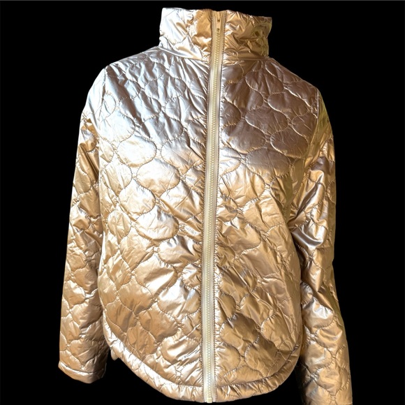 Umgee Jackets & Blazers - NWT‎ Umgee Puffer Jacket Metallic matte gold pockets lined holiday zipper S M
